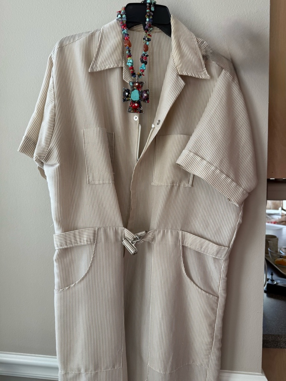 Vintage Utility Jumpsuit Unisex Overalls Zip Front short Sleeve Pockets